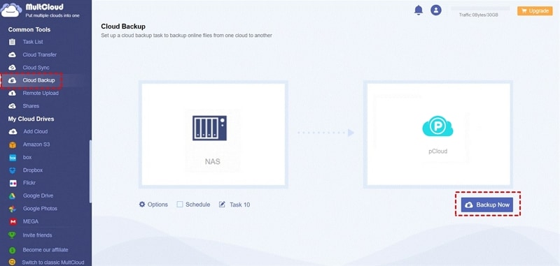 sauvegarder synology sur pcloud avec multcloud