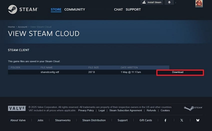 download missing save file