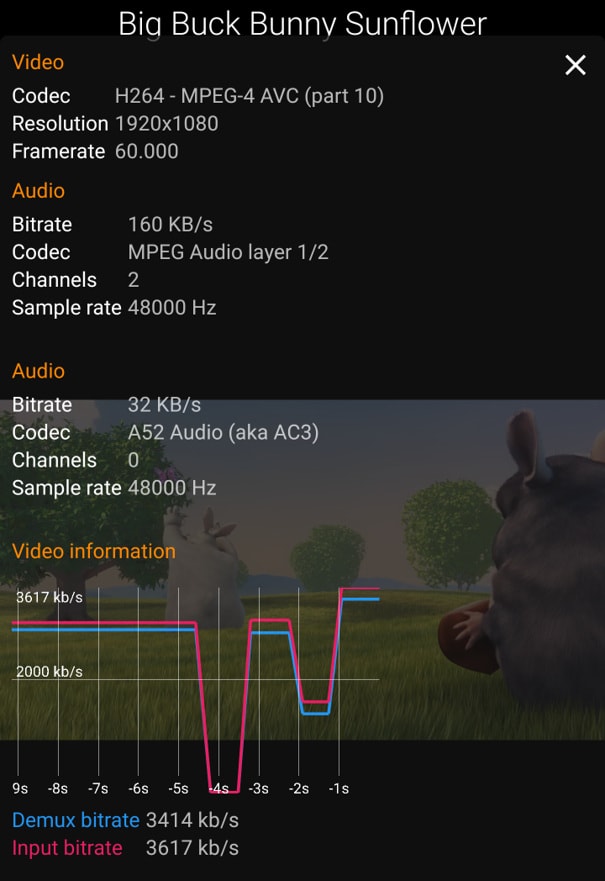 vlc windows codec information dialog with video stream details