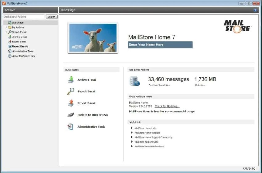 software mailstore home para backup gratuito do gmail