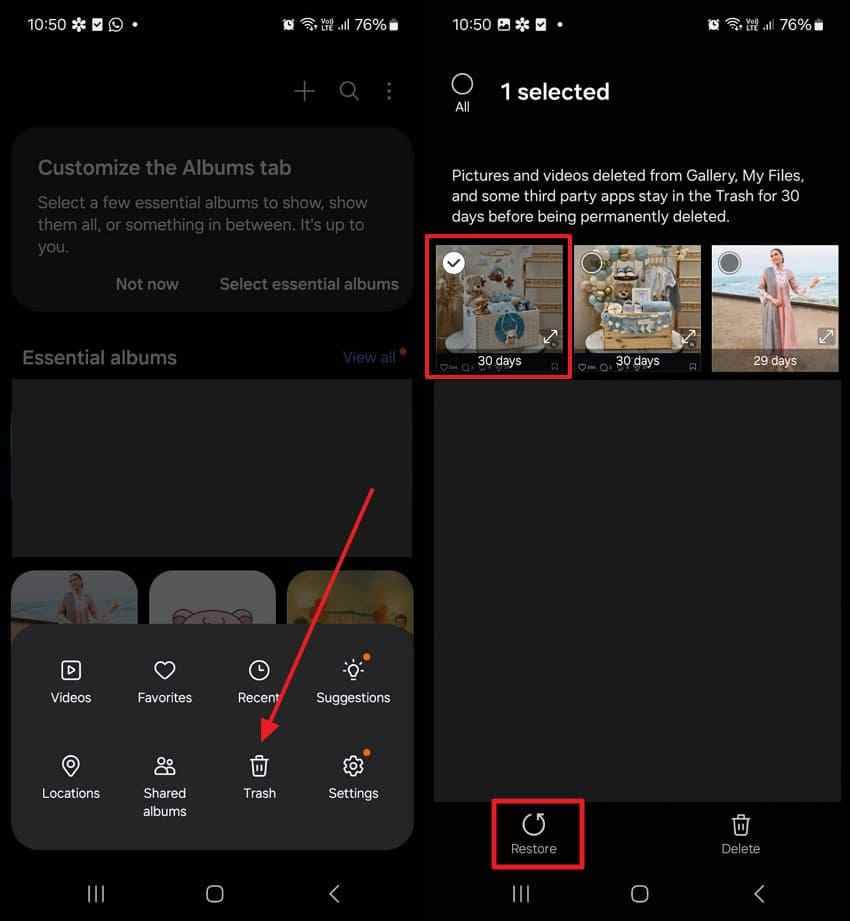 check android trash