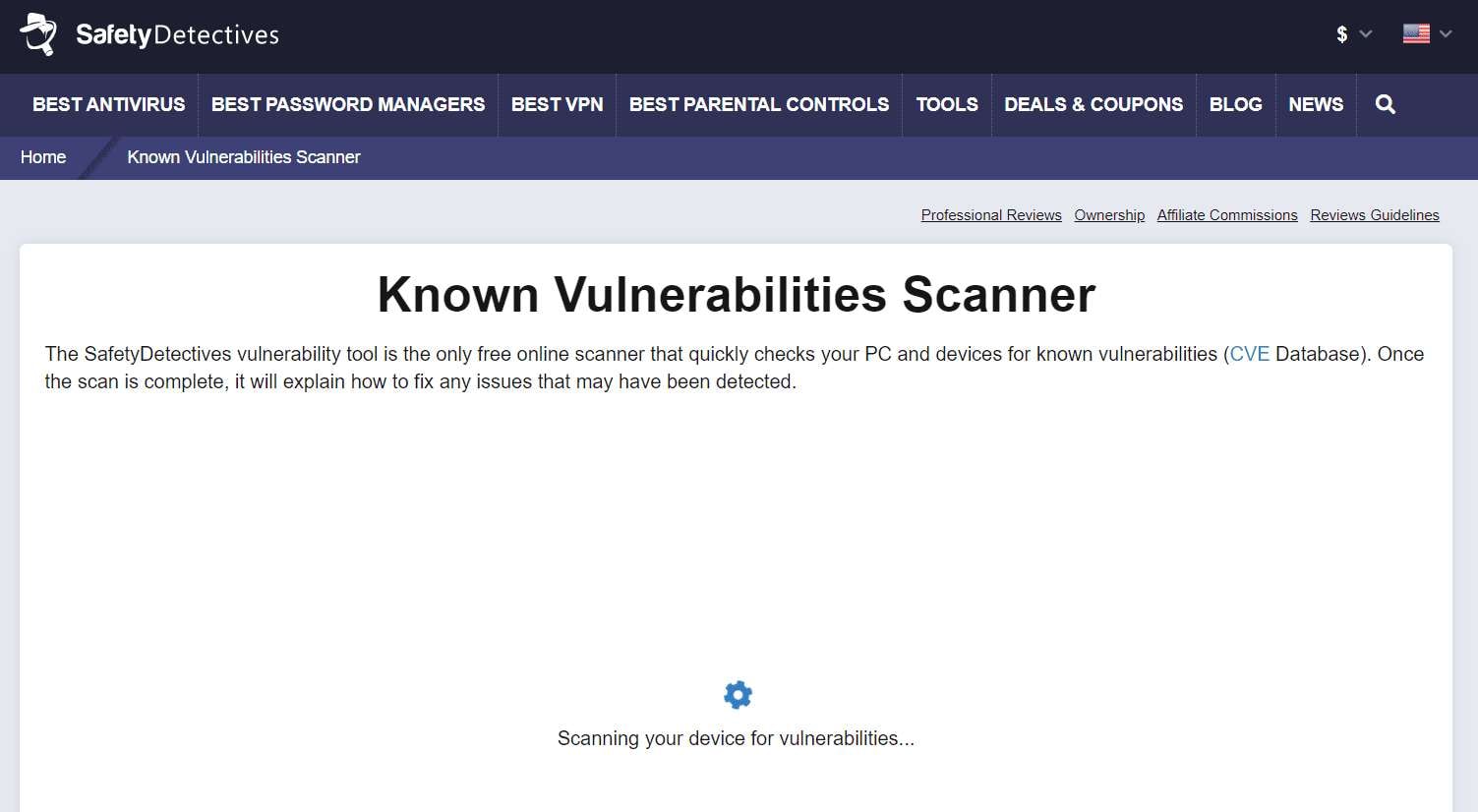 safety detectives known vulnerabilities scanner free online antivirus scanner