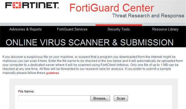 fortiguard free online antivirus scanner