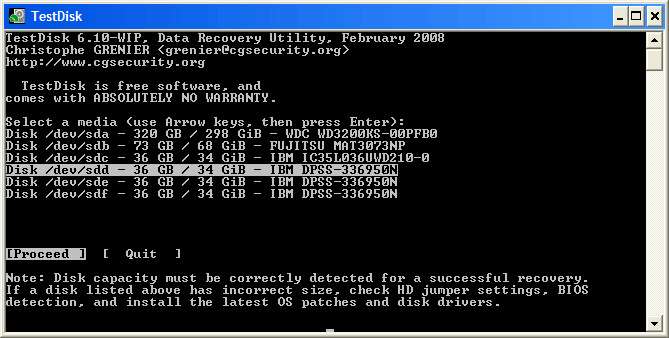 herramienta portátil de recuperación de archivos testdisk 