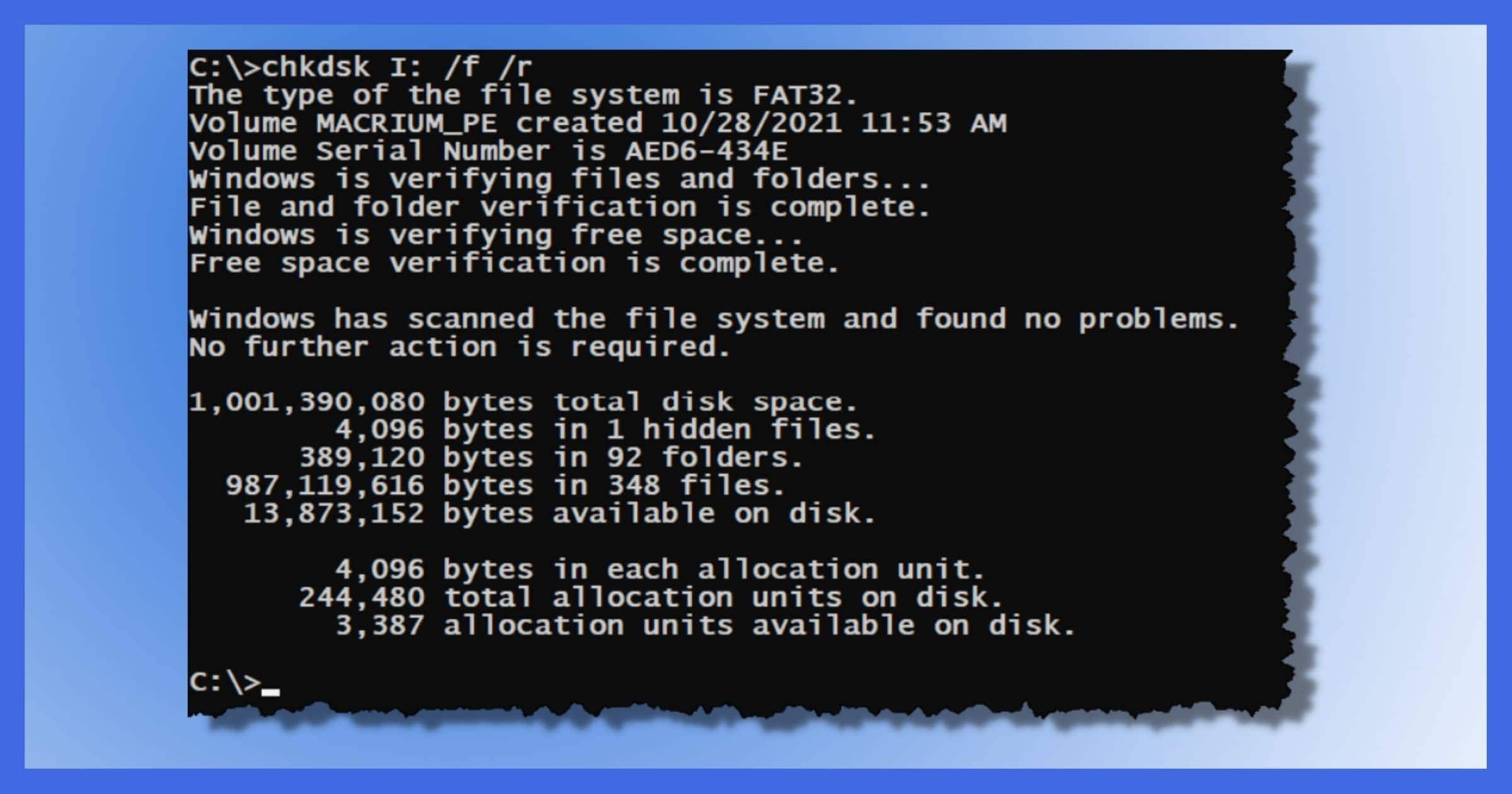 an example of chkdsk