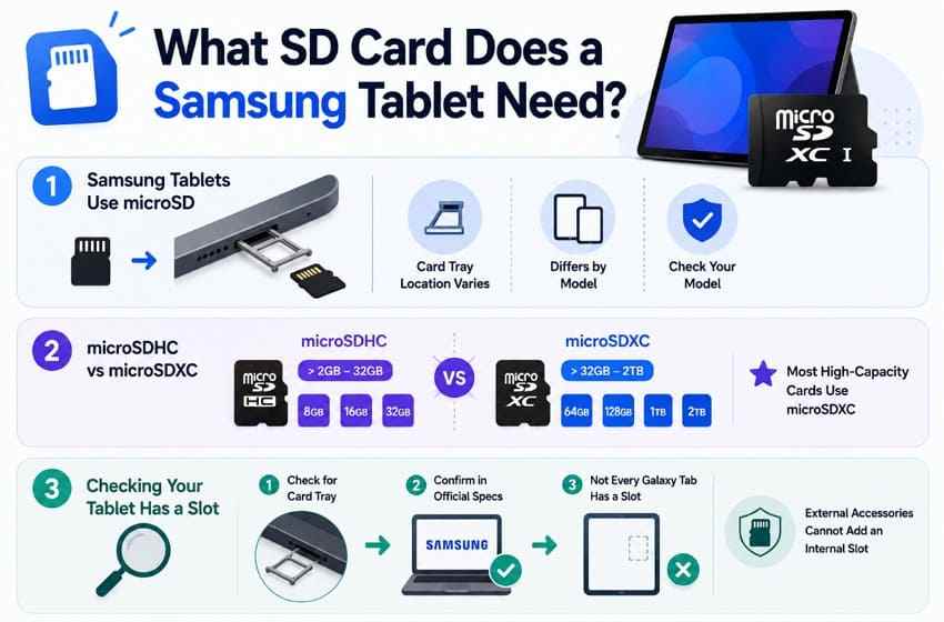 microsd card types for samsung tablets