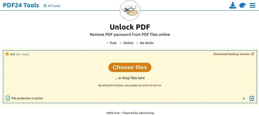 pdf24 tools' online pdf password remover