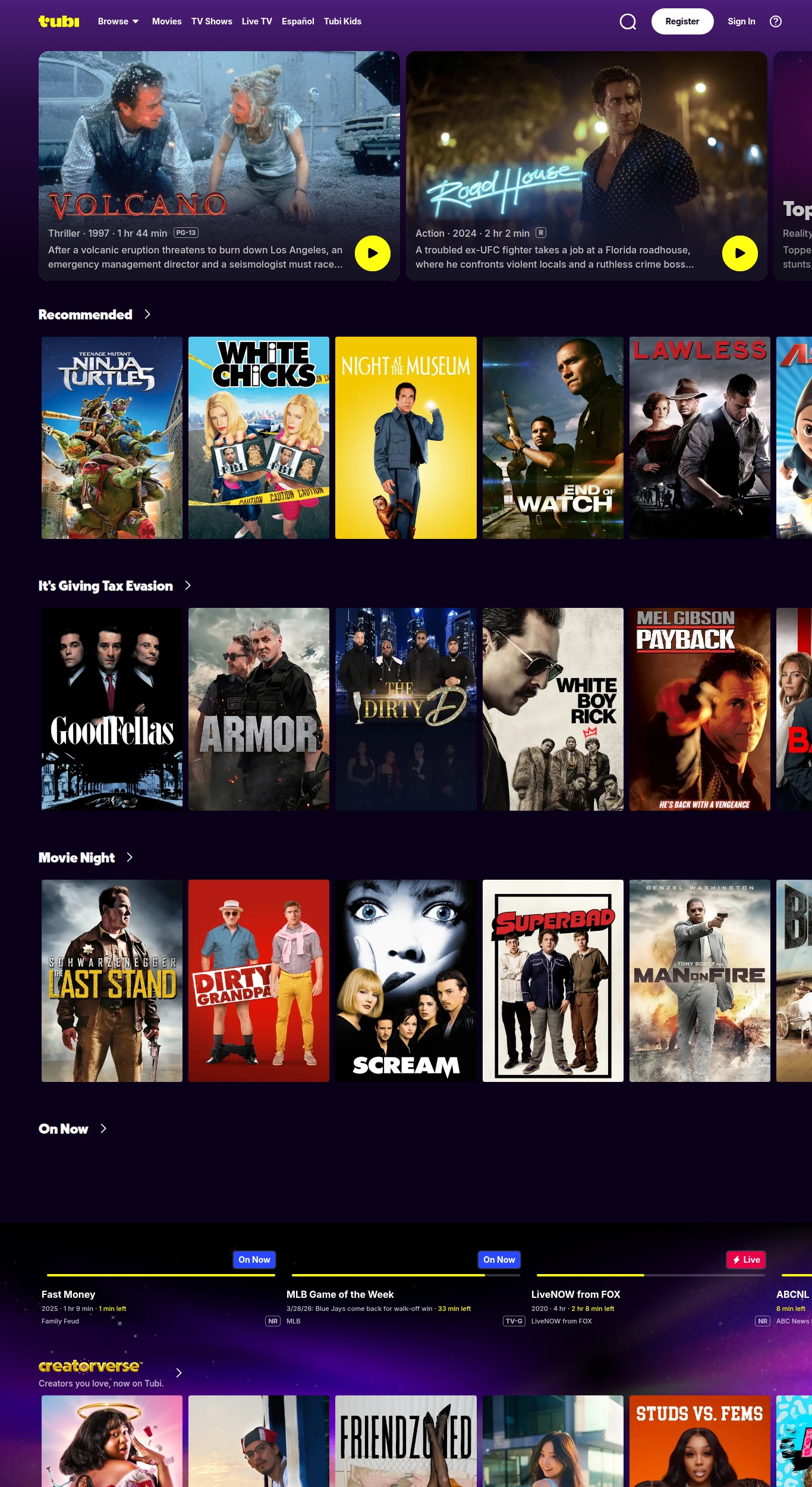 tubi interface screenshot