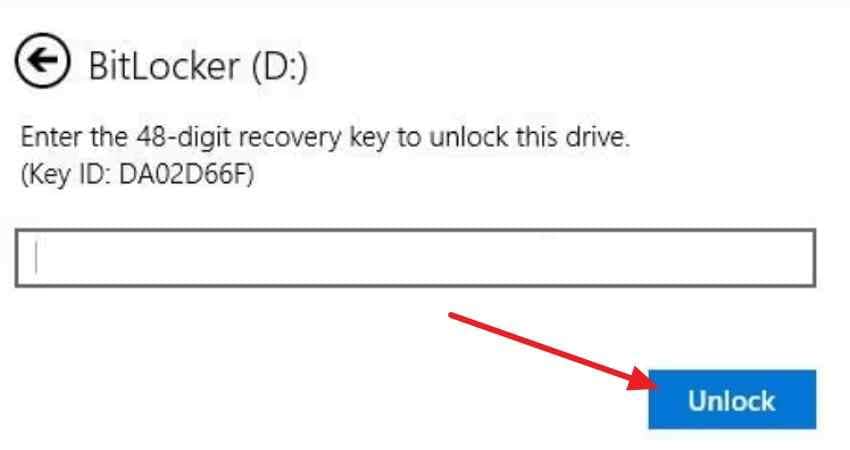 enter bitlocker recovery key