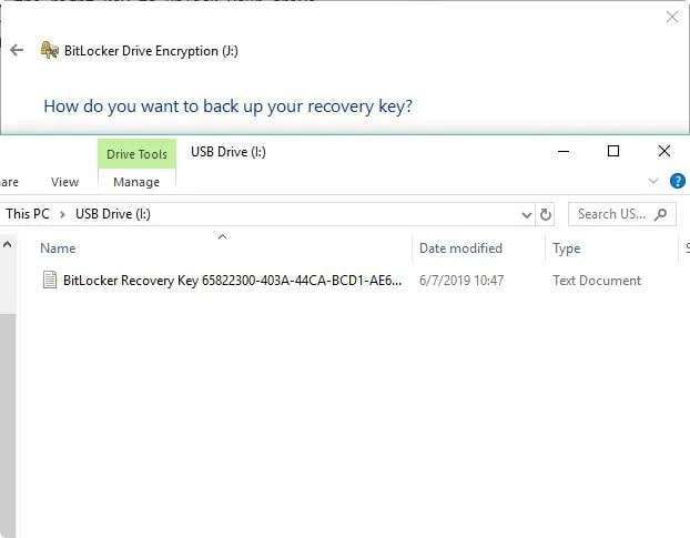 find bitlocker recovery key on usb