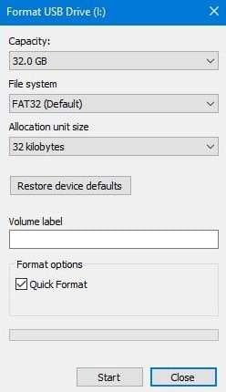 modify drive formatting options