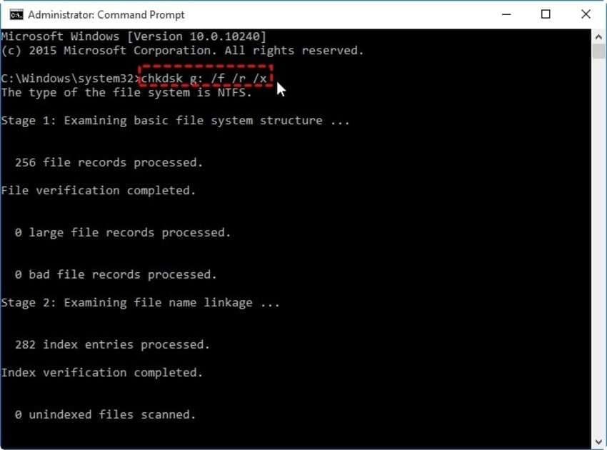 comprueba los errores de disco al cifrar o descifrar una unidad bitlocker