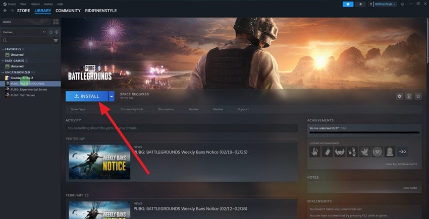 hit install button to install