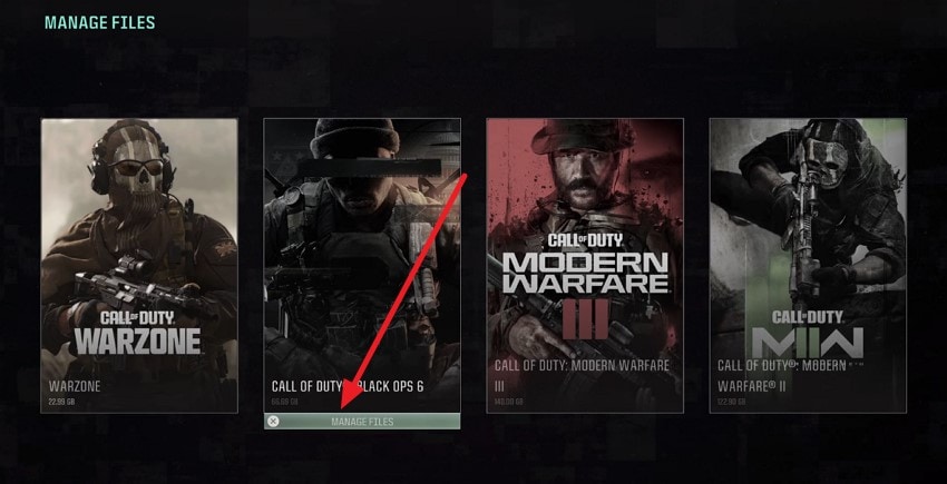 press manage files option