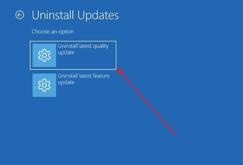 uninstall recent windows update