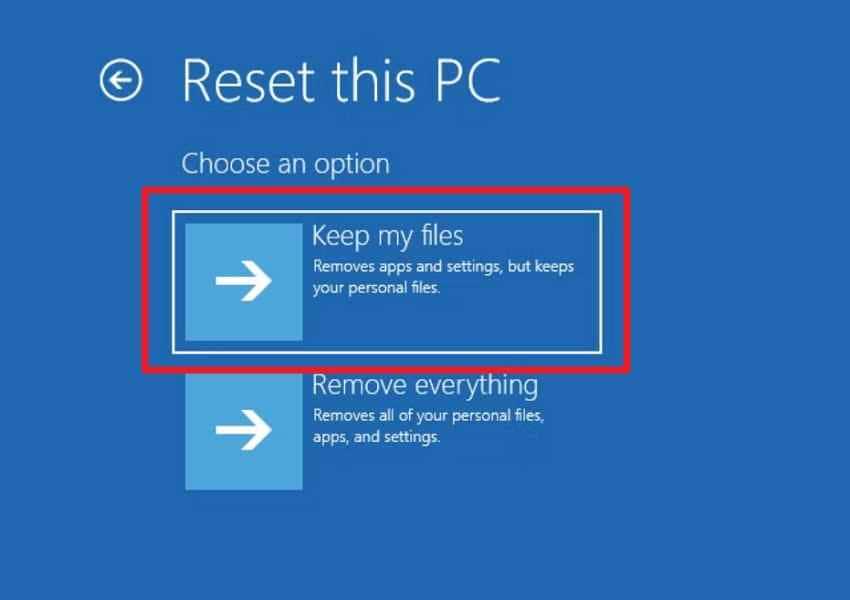 keep personal files option