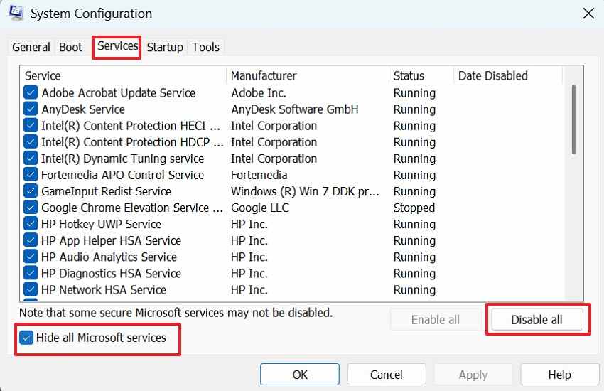 hide microsoft services safely