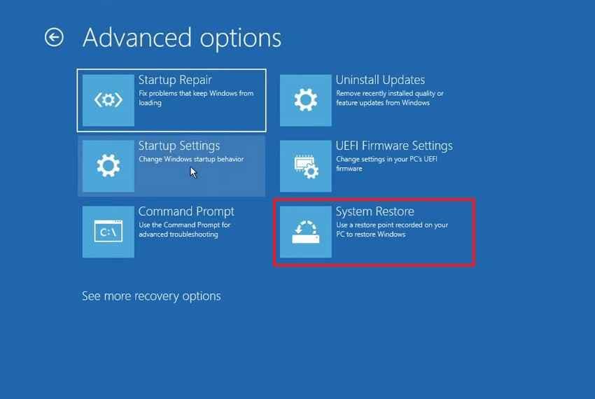 choose system restore