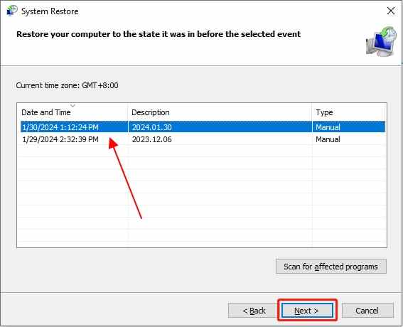 use system restore