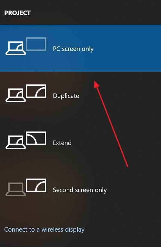 choose pc screen only