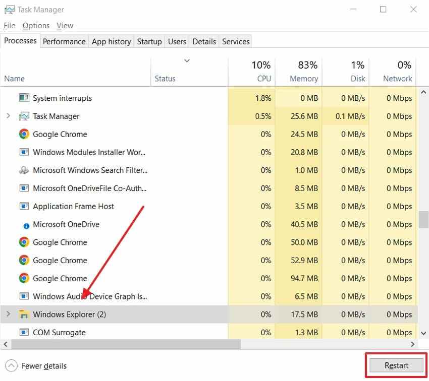 restart windows explorer
