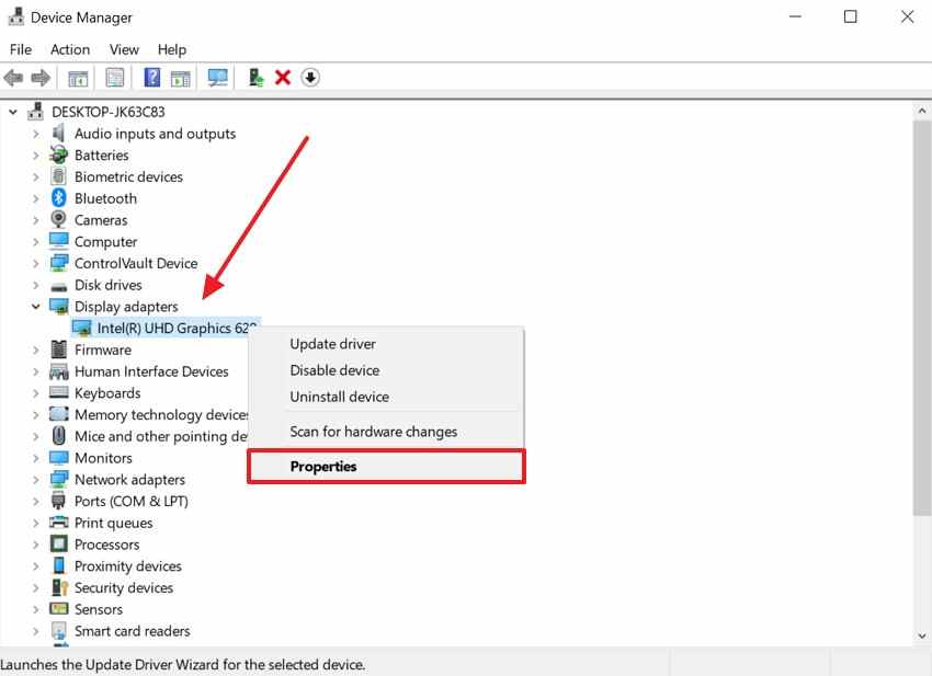 display driver properties