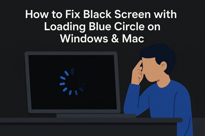 fixing black screen with blue circle