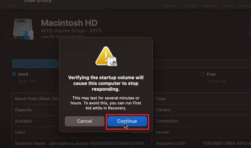 choose continue button