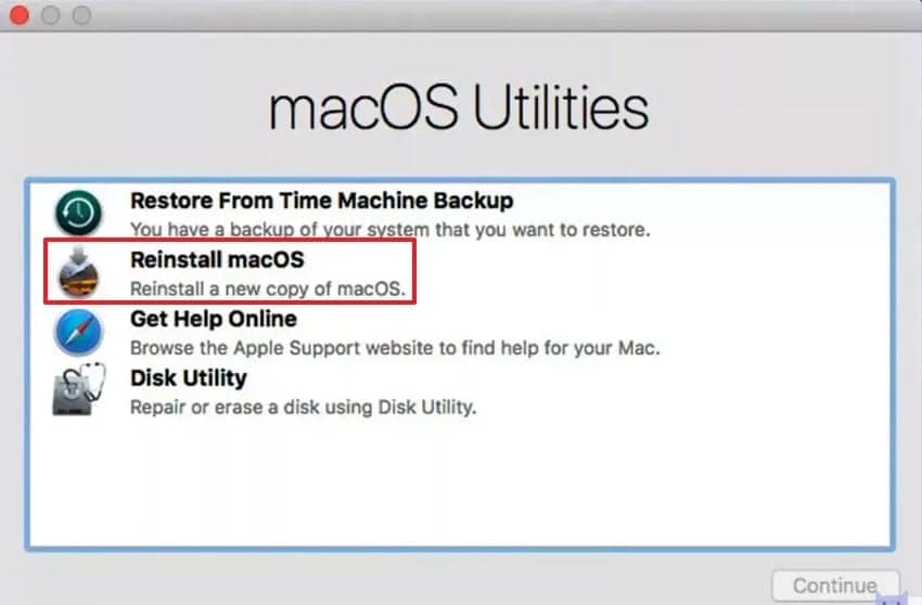 click re-install macos