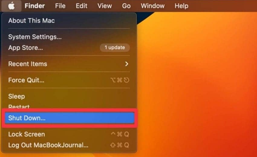 choose shutdown option