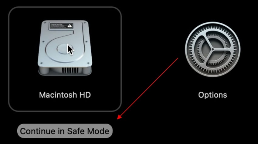 click continue in safe mode