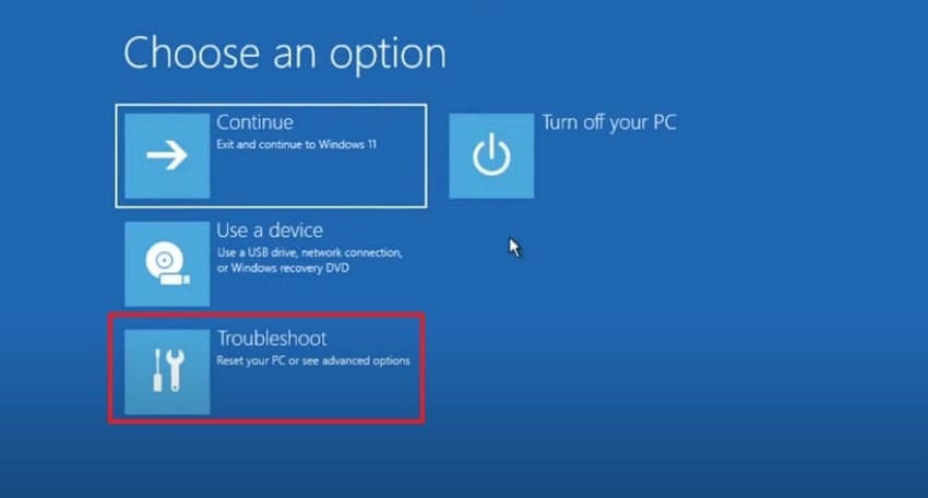 click on troubleshoot option