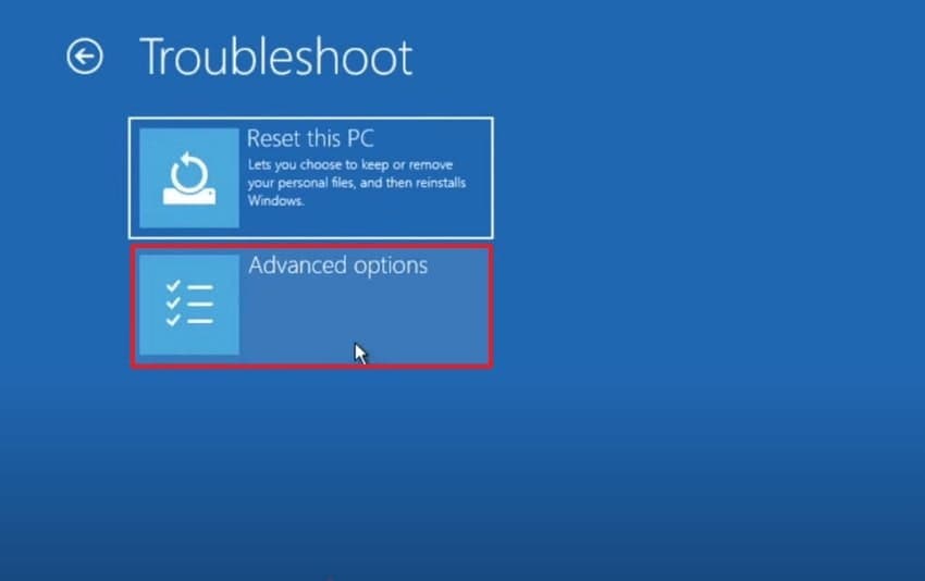 choose advanced options