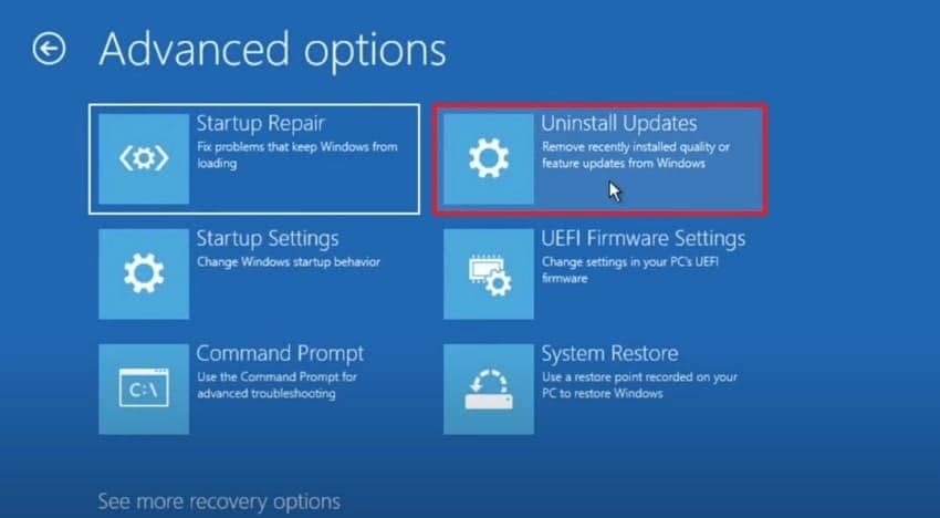 click on uninstall updates