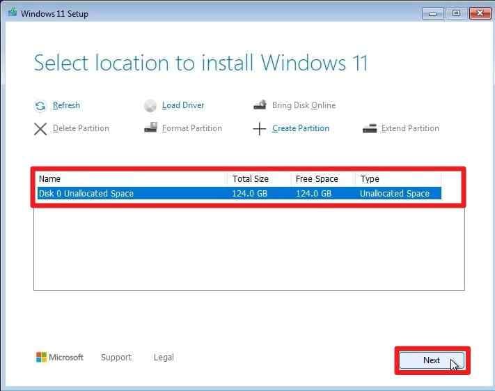 select windows installation drive