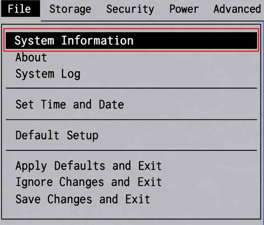 hp system information bios