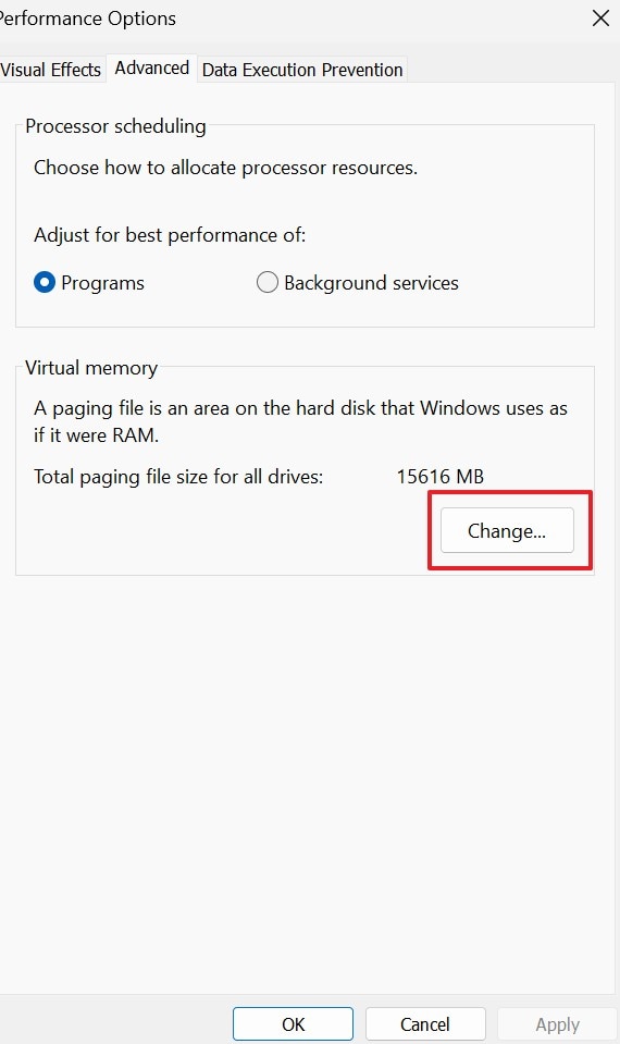 hit the change button