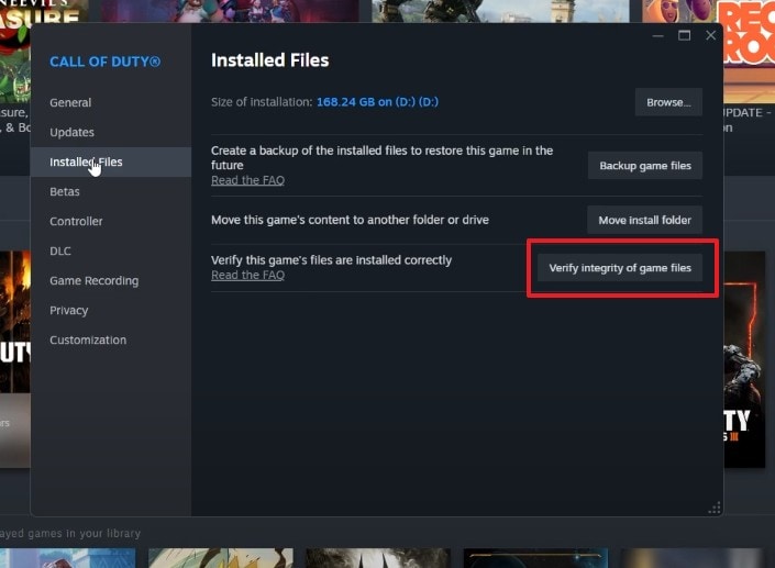 navigate to installed files