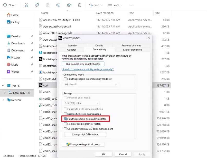 choose run as administrator option