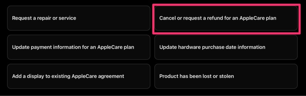 cancel or request a refund for an applecare plan