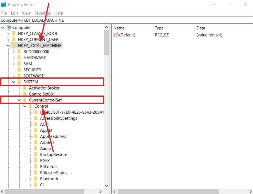 access registry editor key
