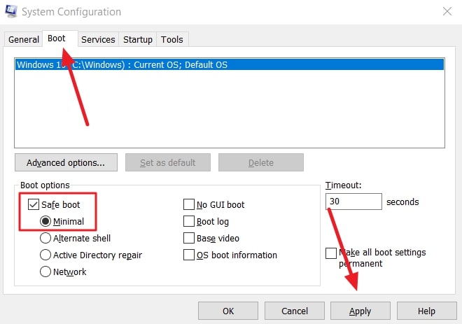 enter into safe mode