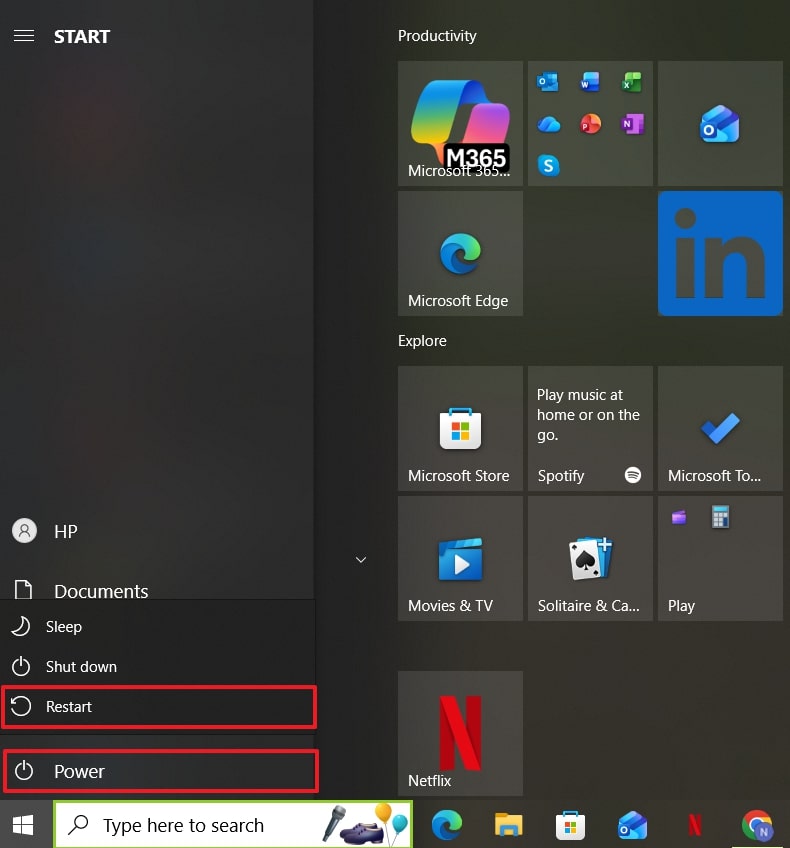 restart the computer