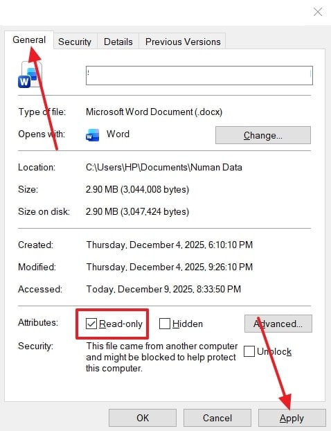 remove read only attribute