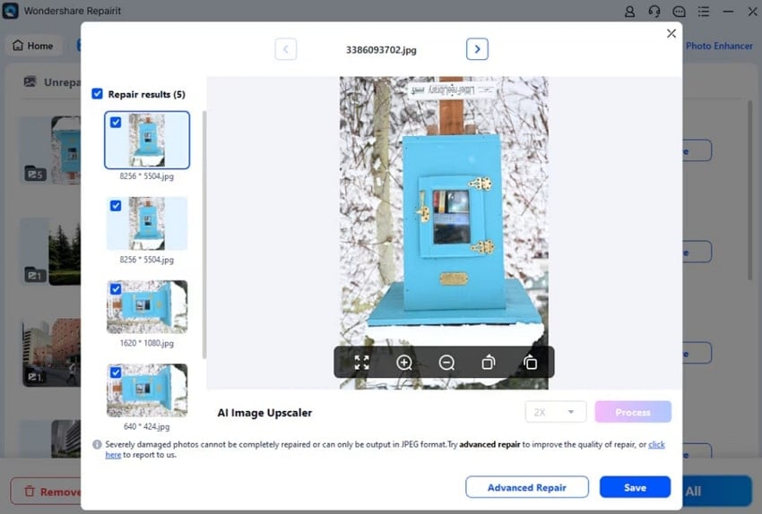 preview repaired file and save