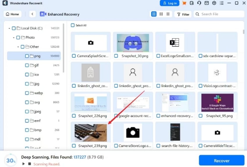 filter search and save after scanning
