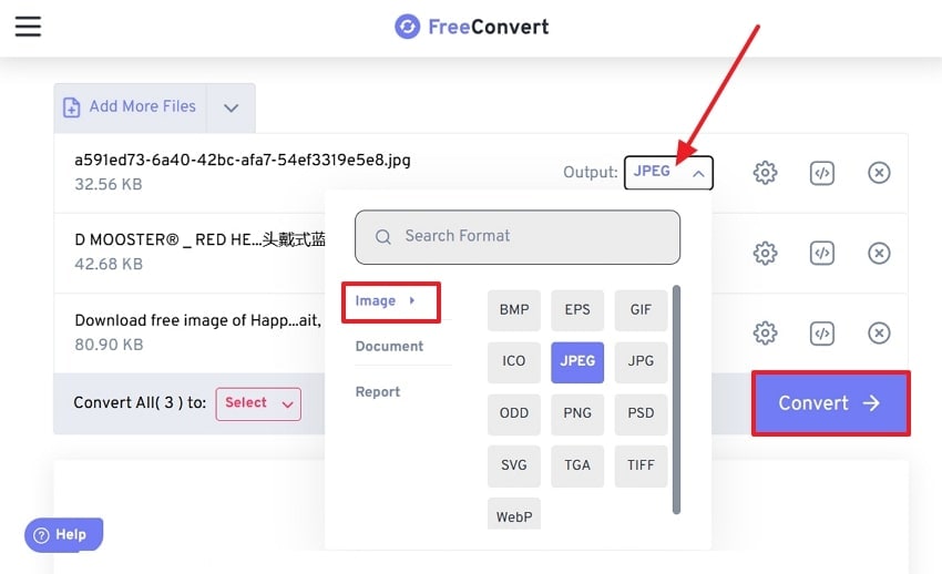 configure settings before hitting convert