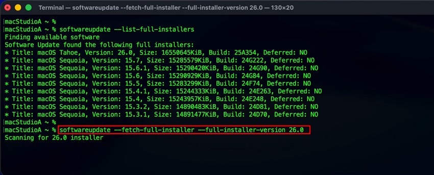 enter command in terminal
