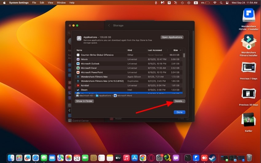 delete the unused applications