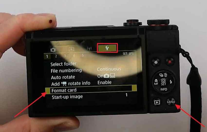 format canon g7x sd card